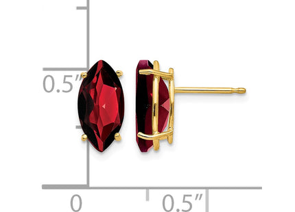14K gold garnet stud earrings, further view