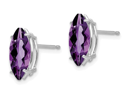 14K white gold amethyst stud earrings, alternate view