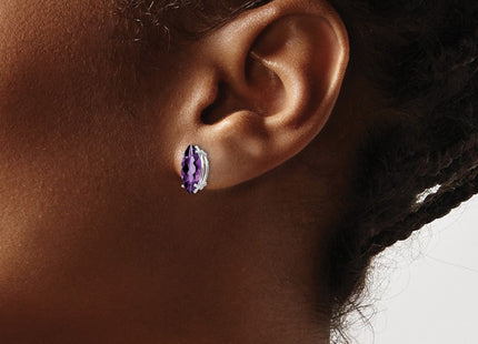 14K white gold amethyst stud earrings, another view