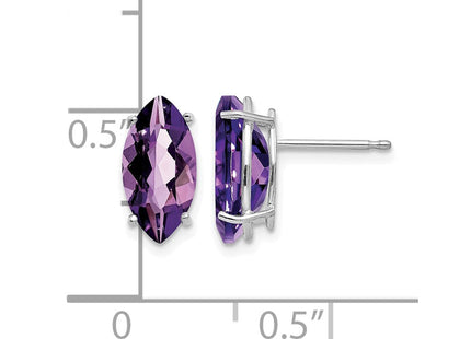 14K white gold amethyst stud earrings, further view