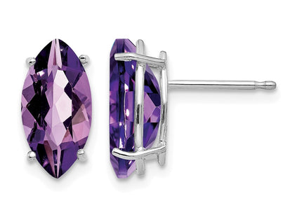 14K white gold amethyst stud earrings