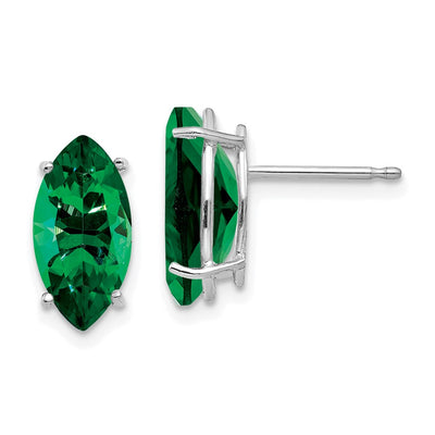 14K White Gold Mount St. Helens Marquise Stud Earring