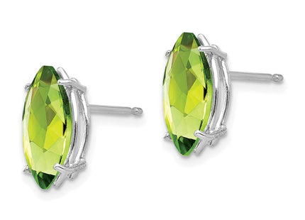 14k White Gold Peridot Marquise Stud Earring (Style XE105WPE)