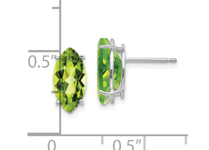 14k White Gold Peridot Marquise Stud Earring (Style XE105WPE)