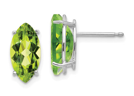14k White Gold Peridot Marquise Stud Earring (Style XE105WPE)