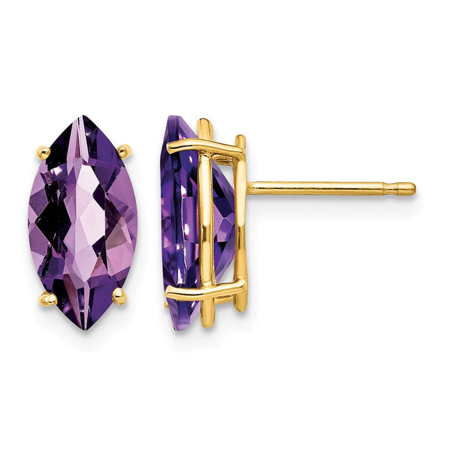 14k Marquise Amethyst earring, 12 x 6mm