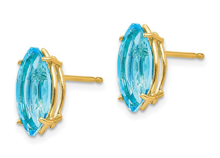 14K gold blue topaz earrings, alternate view