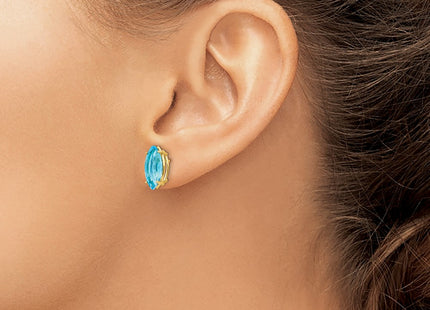 14K gold blue topaz earrings, another view