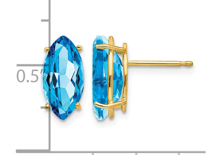 14K gold blue topaz earrings, further view