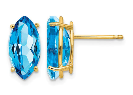 14K gold blue topaz earrings