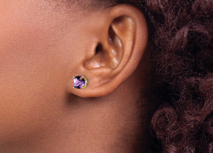 14k Cushion Amethyst Checker Earring
