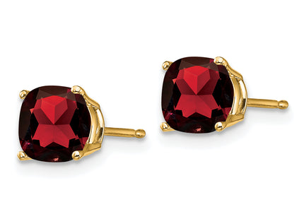 14k Cushion Garnet Checker Earring
