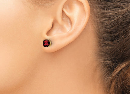 14k Cushion Garnet Checker Earring