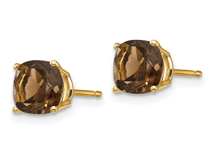 14k Cushion Smoky Quartz Earring