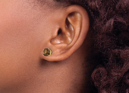 14k Cushion Smoky Quartz Earring