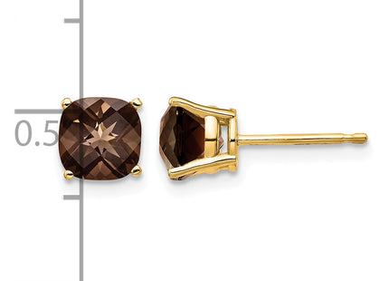 14k Cushion Smoky Quartz Earring