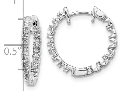 14k White Gold AA Diamond Hinged Hoop Earrings, 17 x 18mm (51AA)