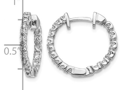 14k White Gold AA Diamond Hinged Hoop Earrings, 17 x 18mm (51AA)