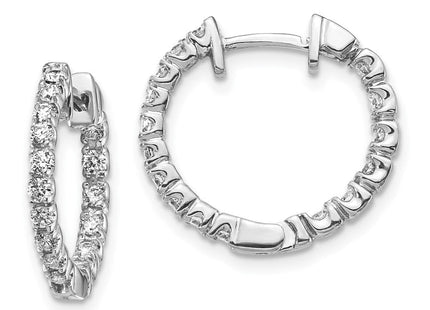 14k White Gold AA Diamond Hinged Hoop Earrings (Style XE1351AA)