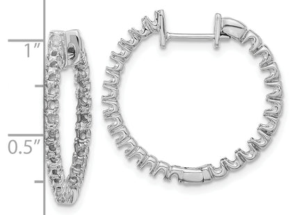 14k White Gold AA Diamond Hinged Hoop Earrings, 17 x 18mm