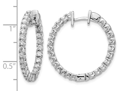 14k White Gold AA Diamond Hinged Hoop Earrings, 17 x 18mm