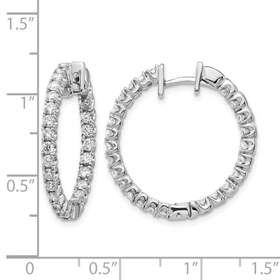 14K White Gold AA Diamond Hinged Hoop Earrings, 17 x 18mm