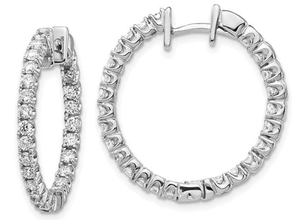14k White Gold AA Diamond Hinged Hoop Earrings (Style XE1352AA)