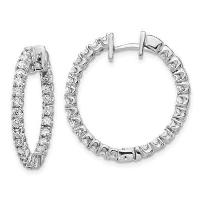 14K White Gold AA Diamond Hinged Hoop Earrings, 17 x 18mm
