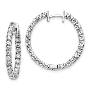 14k White Gold AA Diamond Hinged Hoop Earrings (Style XE1353AA)