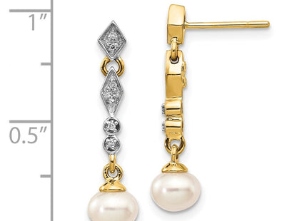14k Yellow & Rhodium Earrings Style XE1802P - Classique Jewelry Inc.