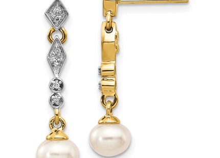 14k Yellow & Rhodium Earrings Style XE1802P - Classique Jewelry Inc.