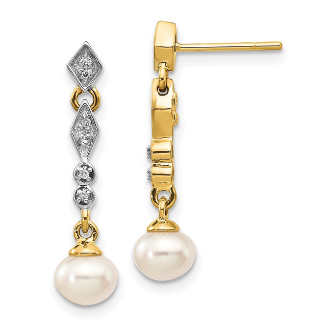 14k Yellow & Rhodium Earrings Style XE1802P - Classique Jewelry Inc.
