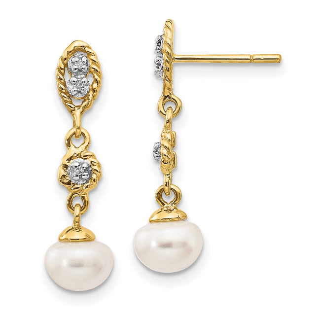 14k Yellow & Rhodium Earrings Style XE1975P - Classique Jewelry Inc.