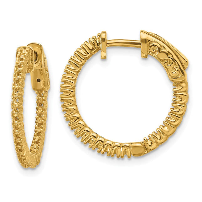 14k Round Hoop w/Safety Clasp Earring Mountings, 15 x 15mm (1983)