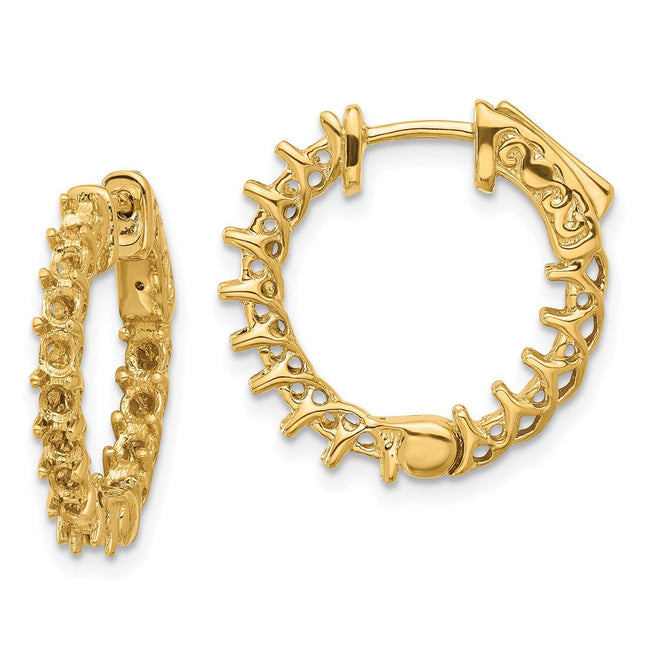 14k Round Hoop w/Safety Clasp Earring Mountings, 14 x 14mm (2008)