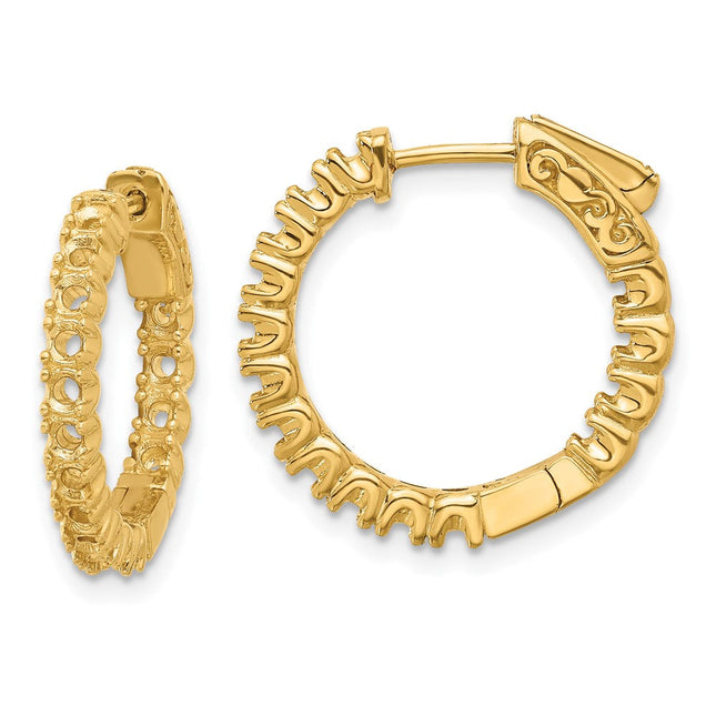 14k Round Hoop w/Safety Clasp Earring Mountings, 15 x 15mm