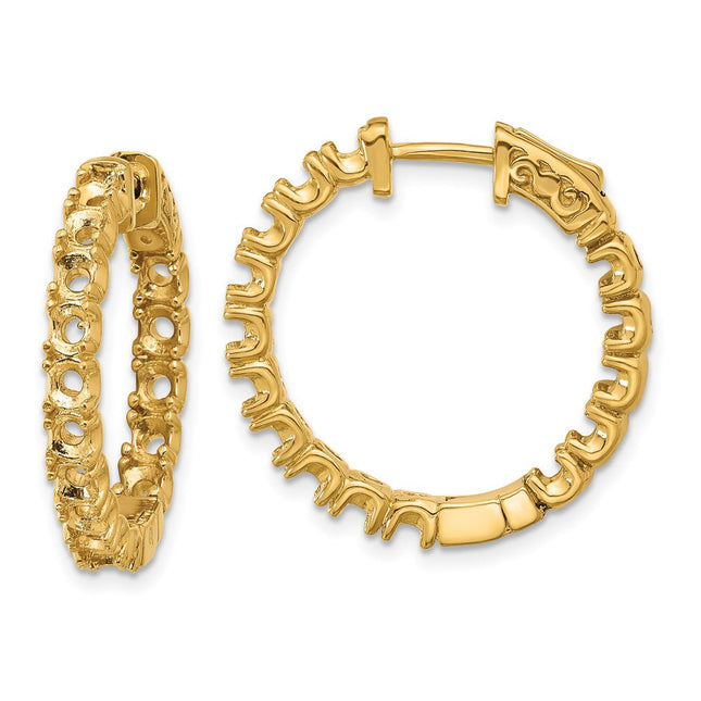 14k Round Hoop w/Safety Clasp Earring Mountings, 15 x 15mm (2016)