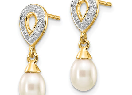 14K white gold diamond teardrop drop earrings, alternate view