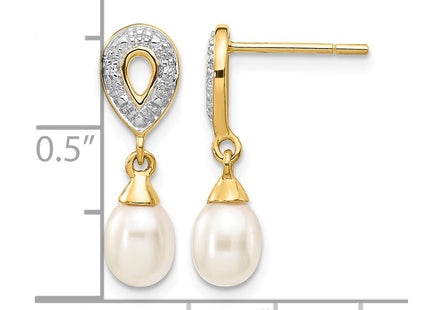 14K white gold diamond teardrop drop earrings, further view