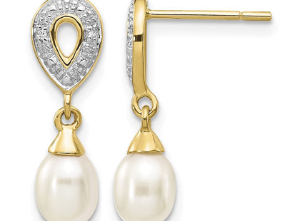 14K white gold diamond teardrop drop earrings