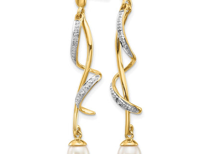 14K white gold diamond teardrop drop earrings, alternate view