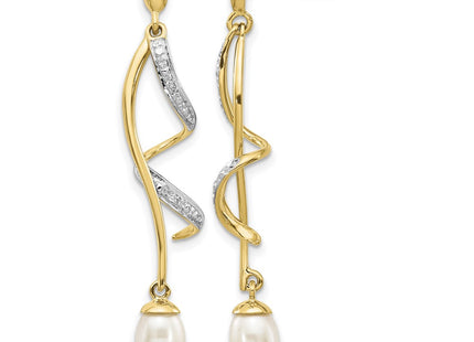 14K white gold diamond teardrop drop earrings