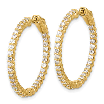14K In/Out Hoop w/ Safety Clasp Diamond Earrings
