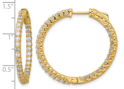 14K 2. 66- In/Out Hoop w/ Safety Clasp Diamond Earrings