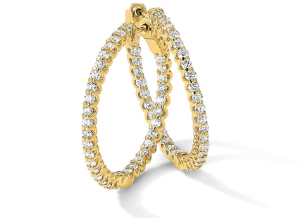 14K 2. 66- In/Out Hoop w/ Safety Clasp Diamond Earrings