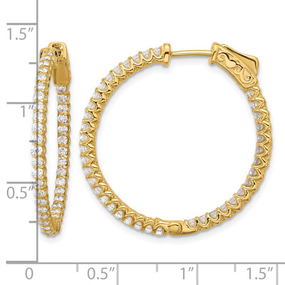 14K In/Out Hoop w/ Safety Clasp Diamond Earrings