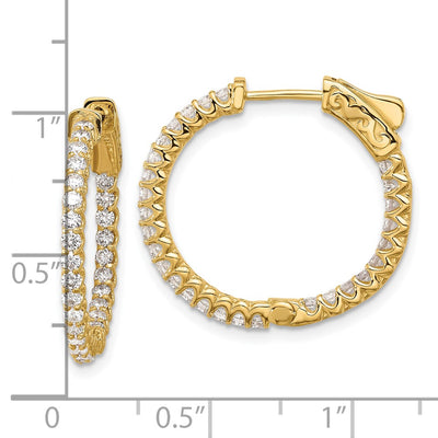 14K In/Out Hoop w/ Safety Clasp Diamond Earrings