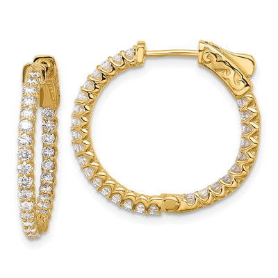14K In/Out Hoop w/ Safety Clasp Diamond Earrings