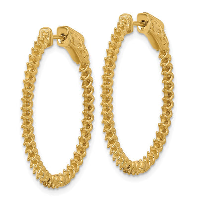 14K In/Out Oval Hoop w/ Safety Clasp Earring