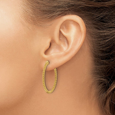 14K In/Out Oval Hoop w/ Safety Clasp Earring